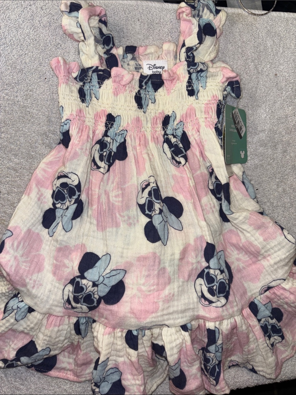 Disney Pink and Navy Minnie Mouse Ruffle Sundress